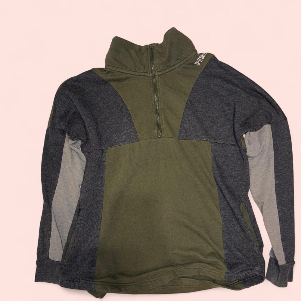 PINK Victoria's Secret Green Zip-Up Hoodie
